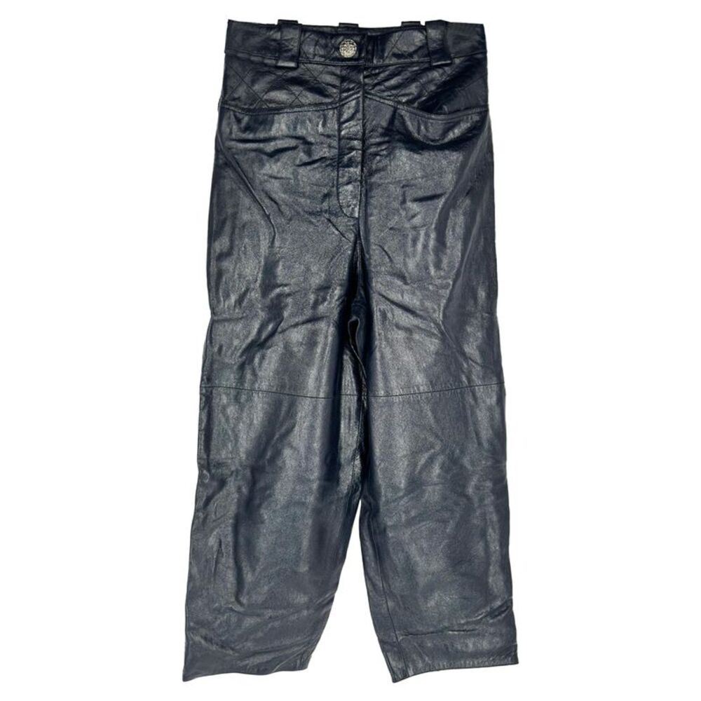 Chanel Trousers in Black Lambskin Leather